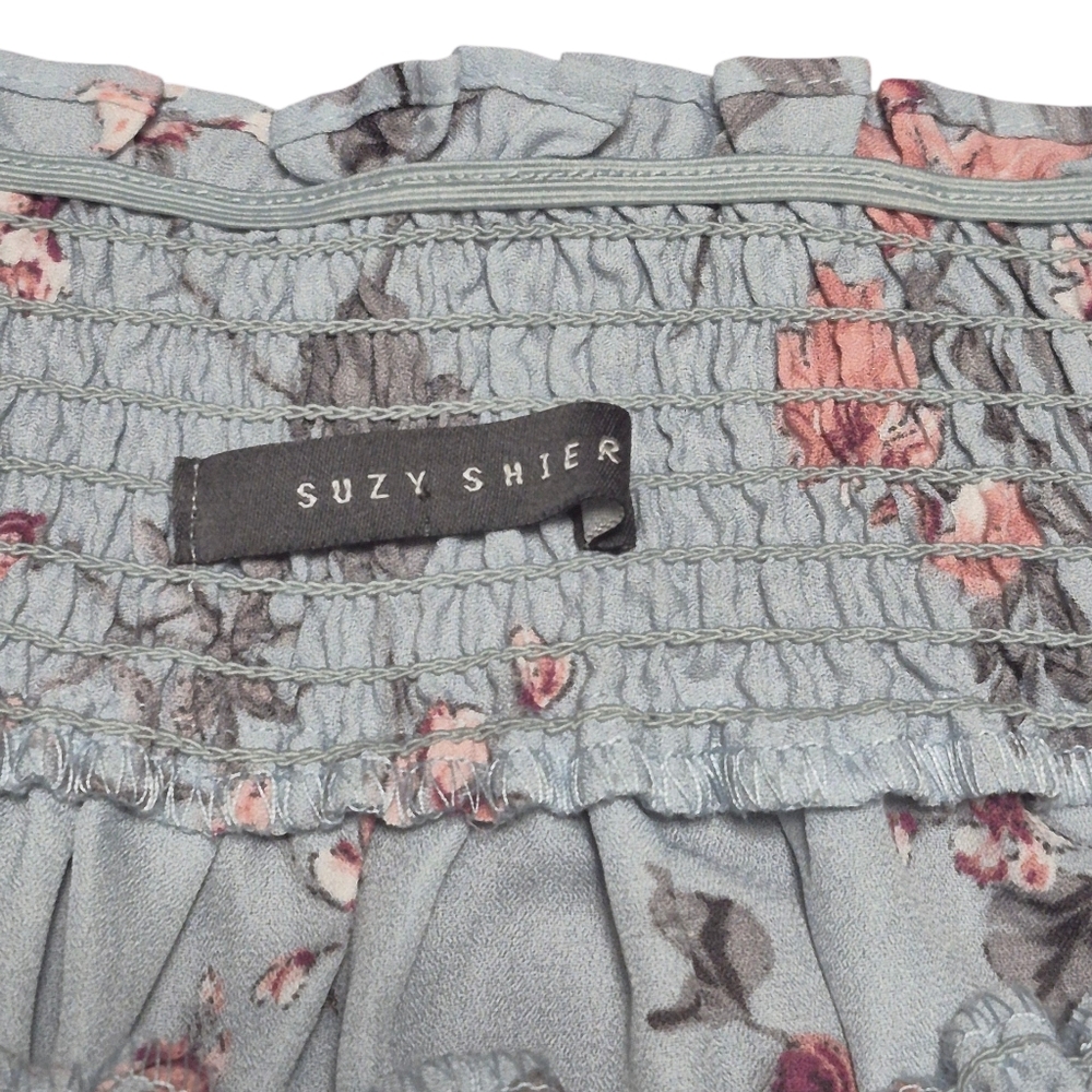 FWP Suzy Shier Light Blue Floral Off-Shoulde - Picture 4 of 4